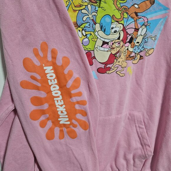 Nickelodeon Classic Cartoon Pink Hoodie Girls Size XL Ren Stimpy Rugrats Pull On - Picture 4 of 5